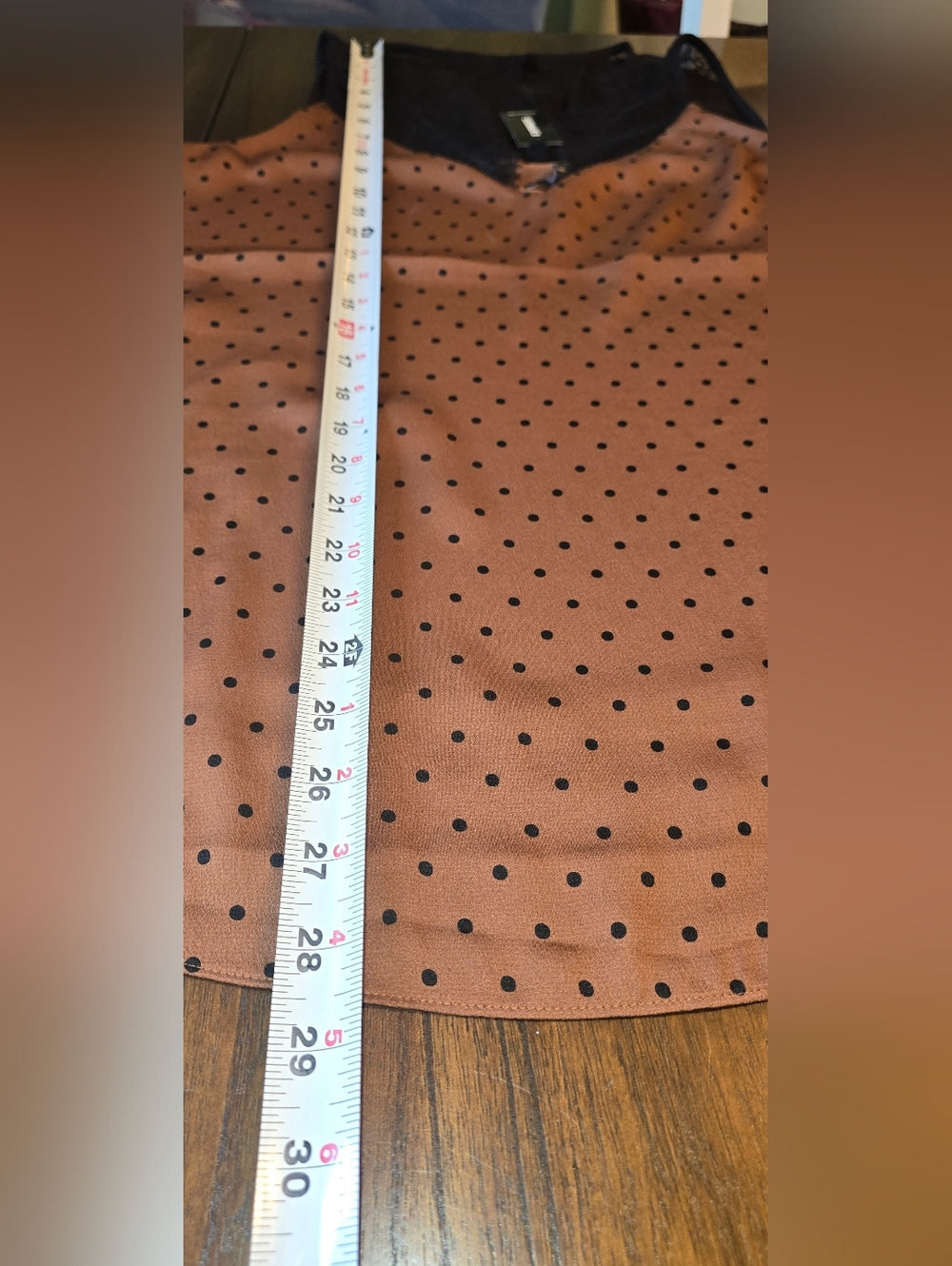 Express Brown Polka Dot Camisole with Black Lace Back - Picture 4 of 7